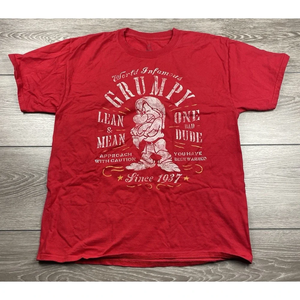 Hanes X Walt‎ Disney World Unisex Grumpy World Infamous T Shirt Red Size Large